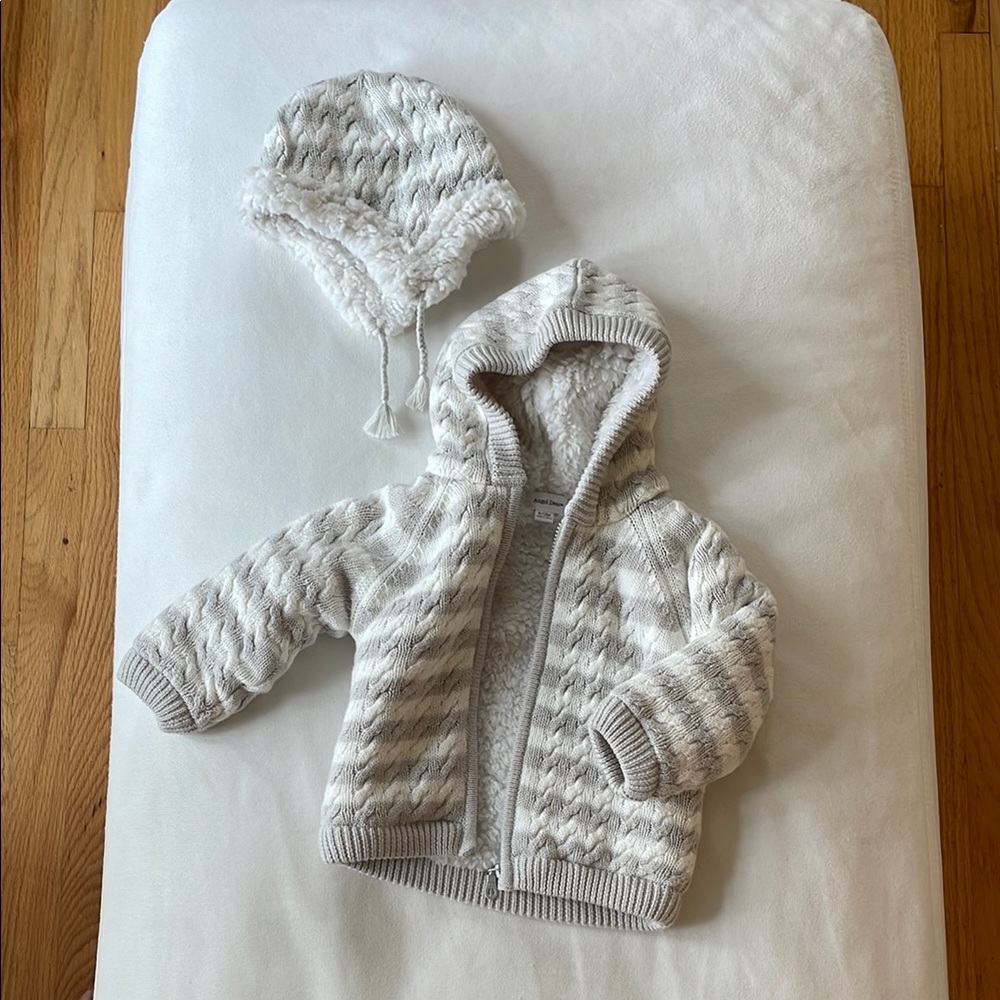 Angel Dear Cozy Knit Sweater Jacket and Hat